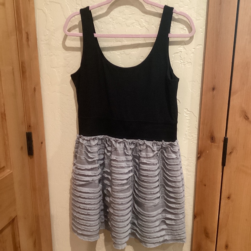 Miley Cyrus & Max Azria Black & Grey Ruffled Mini Dress Size XL NWOT